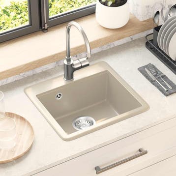 vidaXL Wasbak 80% Kwarts en 20% Hars 470 x 440 mm Beige, Verzenden, Nieuw