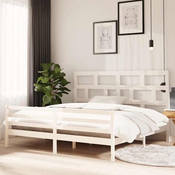 vidaXL Bedframe massief grenenhout wit 200x200 cm, Verzenden, Nieuw