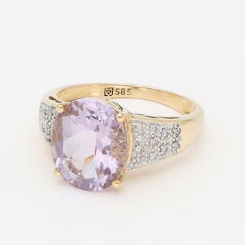 Bague - 14 carats Or jaune, Or blanc Améthyste - Diamant, Bijoux, Sacs & Beauté