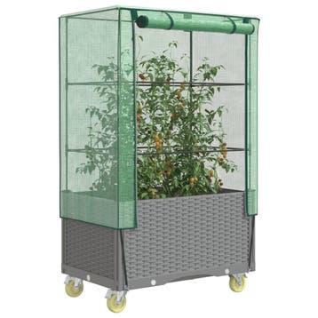 vidaXL Plantenbak verhoogd met hoes en wielen 80x50x182 cm, Verzenden