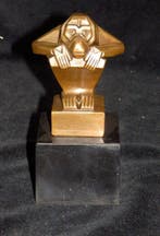 sculptuur, Art Deco Aapje - 13 cm - Brons, Marmer - 2024