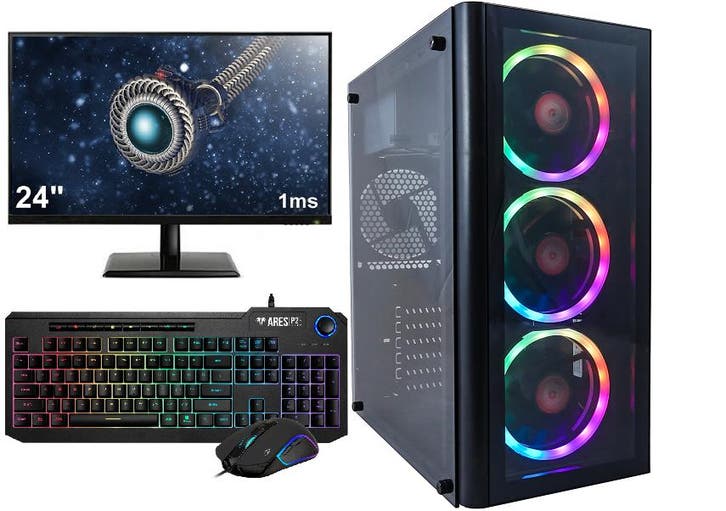 Complete Ryzen 5 Budget Game PC Setup met 24 Gaming Moni..., Informatique & Logiciels, Ordinateurs de bureau, Enlèvement ou Envoi
