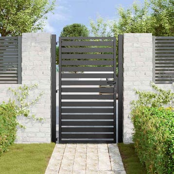 vidaXL Tuinpoort afsluitbaar 100x150 cm aluminium zwart, Verzenden, Nieuw