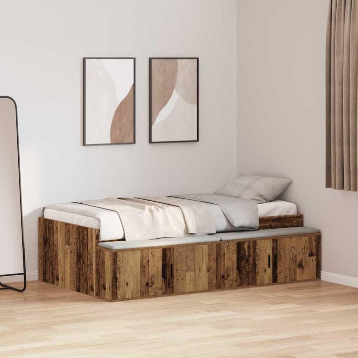 vidaXL Bedframe met lade met opslag Oud Hout 90 x 200 cm, Maison & Meubles, Chambre à coucher | Lits, Envoi