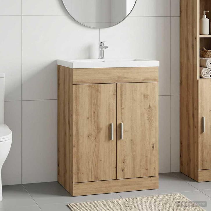 vidaXL Badkamer Onder Het Wastafel Kast Artisanaal eiken, Huis en Inrichting, Tafels | Kaptafels, Nieuw, Verzenden