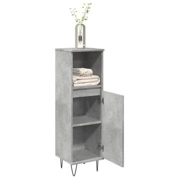 vidaXL Badkamerkast 30x30x100 cm bewerkt hout betongrijs, Verzenden, Nieuw