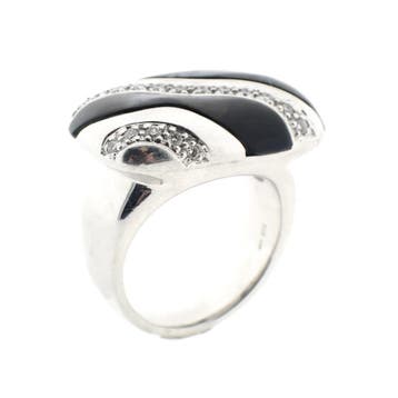 Exclusieve witgouden ring met parelmoer (Tahiti) en diama..., Handtassen en Accessoires, Ringen, 18 tot 19, Gebruikt, Overige kleuren