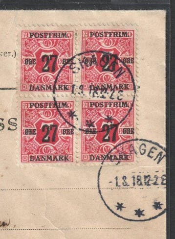 Denemarken 1918 - Denemarken 86 x Wz. Kroon, vierblok op, Gestempeld