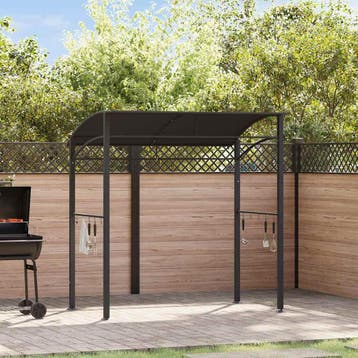 vidaXL Barbecue paviljoen 215x150x220 cm staal antraciet, Verzenden