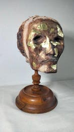 Fascinerende reproductie van een gemummificeerd hoofd met, Antiek en Kunst