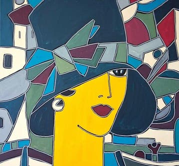 Patricia Kleyman - Portrait Art Déco, Elégante au chapeau, Antiek en Kunst
