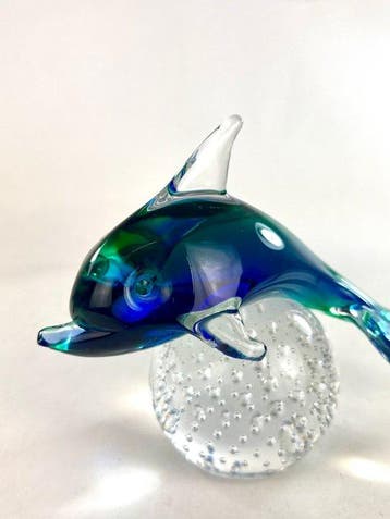 Oball - sculptuur, Delfino Sommerso Blu Verde - 12 cm -
