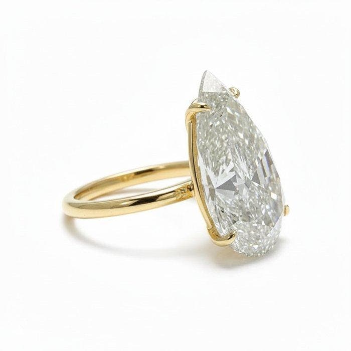 Zonder minimumprijs - Ring - 14 karaat Geel goud - 7.00ct., Handtassen en Accessoires, Ringen