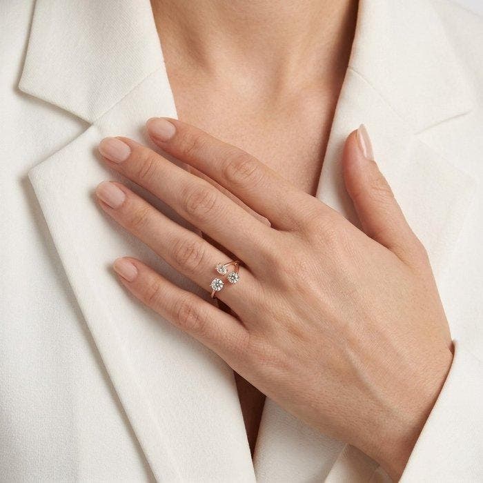 Zonder minimumprijs - Ring - 18 karaat Roségoud - 1.24ct., Bijoux, Sacs & Beauté, Bagues