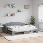 vidaXL Slaapbank onderschuifbed en matrassen 80x200 cm stof, Verzenden, Nieuw
