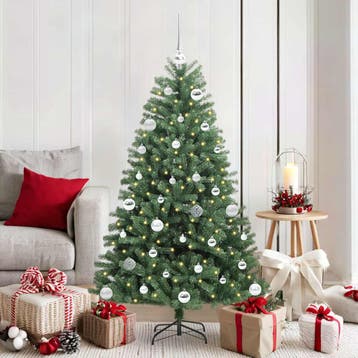 vidaXL Kunstmatige Hinged Kerstboom Groen 150 cm PVC en, Verzenden, Nieuw