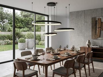 Veiling - Hanglamp Zwart 42cm&62cm&82cm Trio Ring 160W LED C, Nieuw