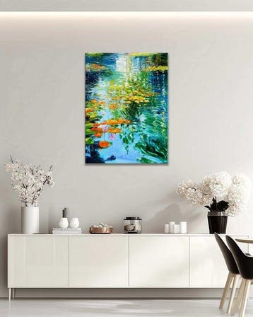 Stefano - Lily Pond in Full Bloom, Antiek en Kunst, Kunst | Schilderijen | Modern