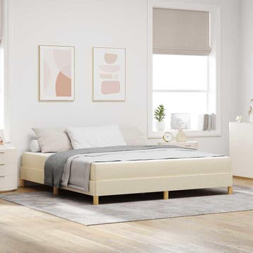 vidaXL Boxspring bed met matras Crème 180 x 200 cm Stof, Verzenden, Nieuw