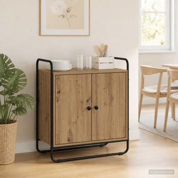 vidaXL Dressoir Artisanaal eiken 68 x 35 x 75 cm Bewerkt, Verzenden