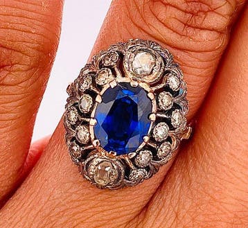 Zonder minimumprijs - Ring - 9 kt. Roségoud, Zilver Saffier, Nieuw