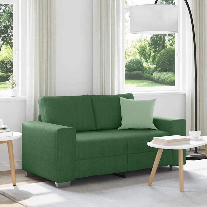 vidaXL Loveseat Sofa Donkergroen 160x77x82 cm Corduroy Stof, Huis en Inrichting, Zetels | Zetels, Nieuw, Verzenden