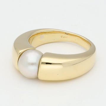 Ring - 18 karaat Geel goud Parel, Nieuw