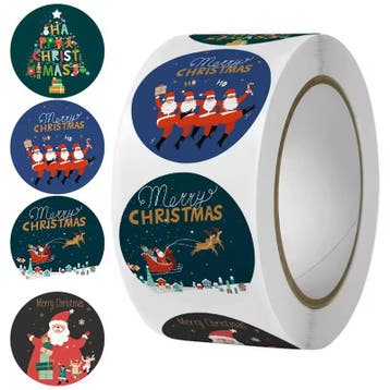 500 Kerst Stickers Op Rol - 2.5cm - Kerststickers -, Verzenden