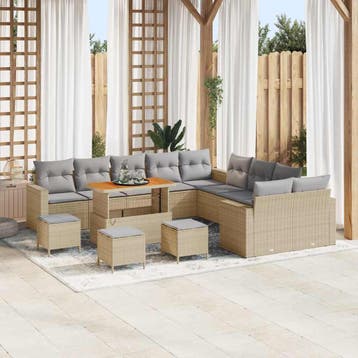 vidaXL Tuinbank Set 18 st 11-Aantal zitplaatsen Beige en, Tuin en Terras, Verzenden, Nieuw