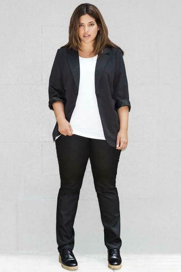 Jeans Zizzi Nille slim gecoat maat 54, Verzenden, Nieuw