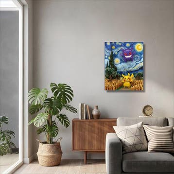 AT9 - Pikachu x Gengar - Bricks Starry Night - Canvas, Nieuw