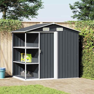 vidaXL Tuinschuur met rek 205x130x183 cm ijzer antraciet, Verzenden