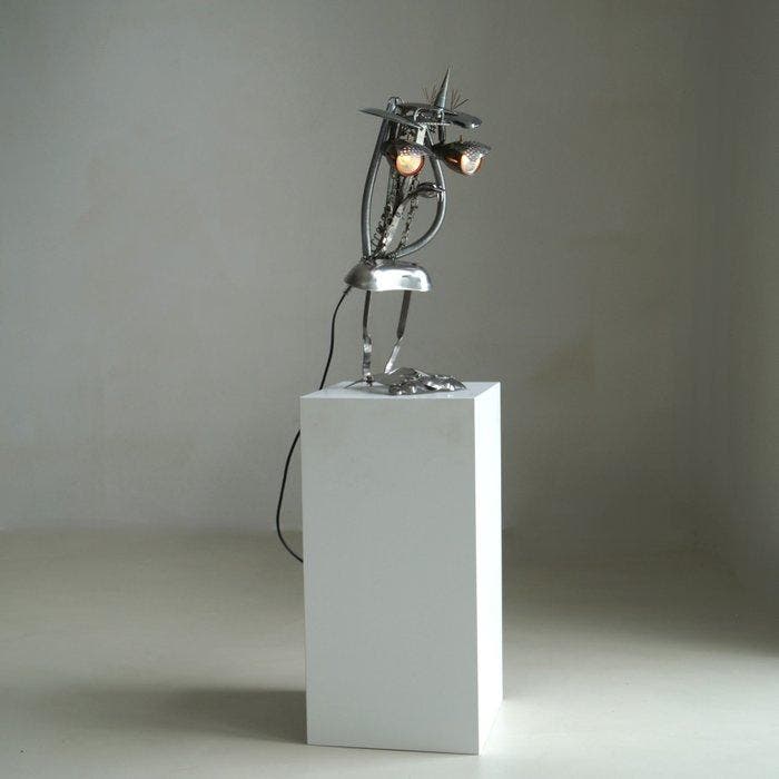 Ernie Ruiter - Tafellamp - Metaal - Scrappy - Steampunklamp, Antiquités & Art, Art | Objets design