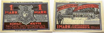 1 Mark ohne Jahr -1 1 1922 duitse Serienscheine Scharmbec..., Verzenden