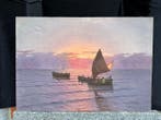 Antonio Rusca (XX) - Tramonto con barche