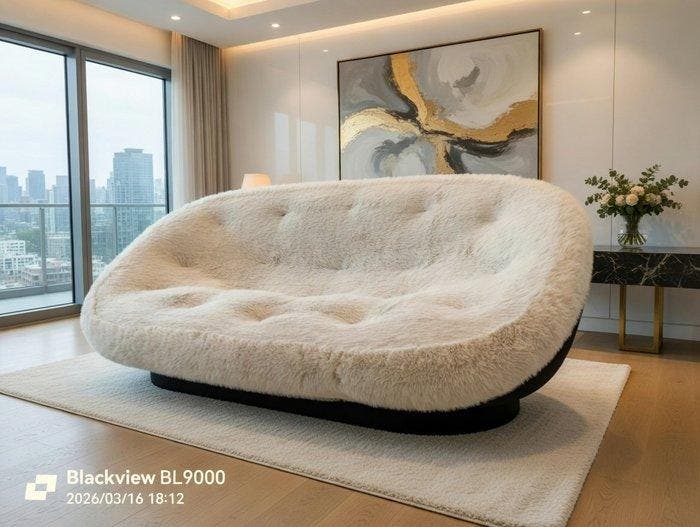 Ligne Roset - Sofa - Ploum - Faux bont, Antiquités & Art, Art | Objets design
