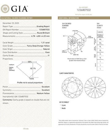 1 pcs Diamant (Couleur naturelle) - 1.21 ct - Rond - Fancy, Nieuw