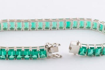 Armband Zilver - 20.27ct. tw. - Smaragd (lab-gekweekt), Nieuw