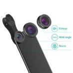 3 in 1 Camera Lens Clip voor Smartphones Zwart -, Verzenden