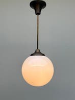 Plafonnier - Opaline - Suspension en laiton avec un