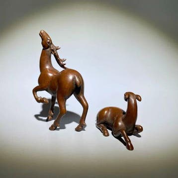 Decoratief ornament (2) - Purple copper double deer ornament
