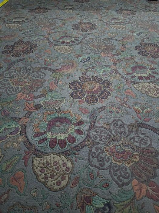 Verfijnd katoenen damast met bloemmotief. - Textiel - 600 cm, Antiquités & Art, Tapis & Textile