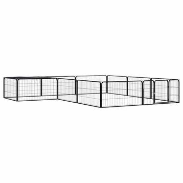 vidaXL Hondenkennel 12 panelen 100x50 cm gepoedercoat staal, Verzenden, Nieuw