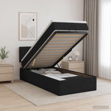 vidaXL Ottoman bed met matras met hoofdeinde Zwart 100 x 200, Maison & Meubles, Chambre à coucher | Lits, Verzenden