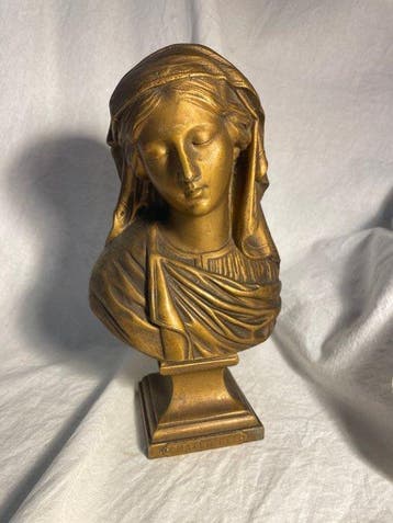 Signée E.R - sculptuur, MATER DEI - 22 cm - Régule