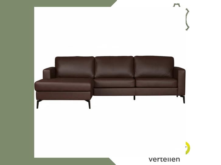 Leren hoekbank Match - 2.5-zits arm rechts + Longchair arm, Antiquités & Art, Antiquités | Meubles | Chaises & Canapés, Enlèvement ou Envoi