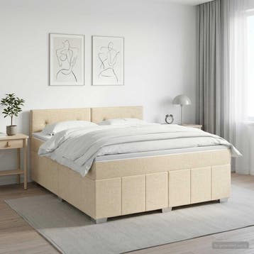 vidaXL Boxspringbed met matras Crèmekleurig 140 x 200 cm, Verzenden