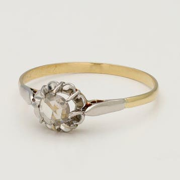 Bague - 18 carats Or jaune, Platine Diamant (Naturelle)
