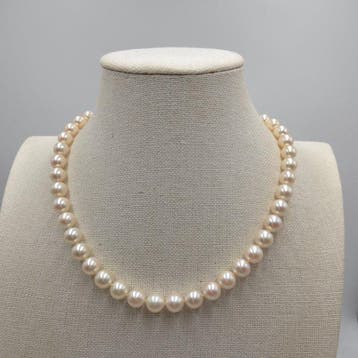 Halsketting Zilver Parel - Akoya 9,5 mm 18in, Nieuw