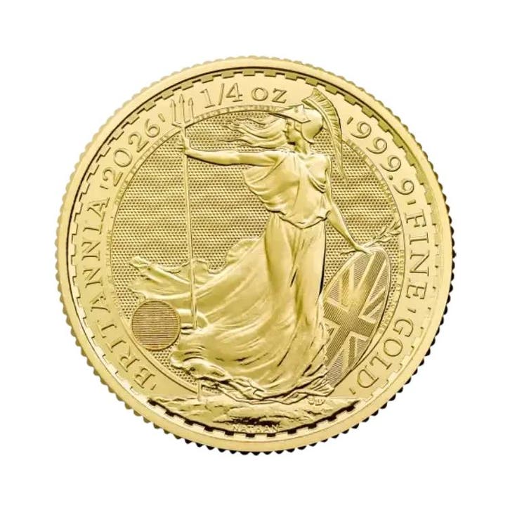 Gouden Britannia munt 2026 1/4 troy ounce, Timbres & Monnaies, Métaux nobles & Lingots